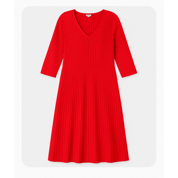 Cato Plus Size Red Ribbed Knit V-Neck Dress – Sizes 18/20 & 22/24 – MSRP $76–NWT - Picture 1 of 10